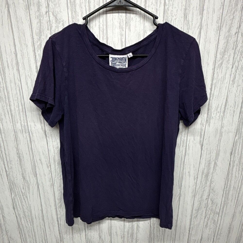 Womens Size L Jungmaven Purple Hemp Organic Cotton Solid Round Neck Tee